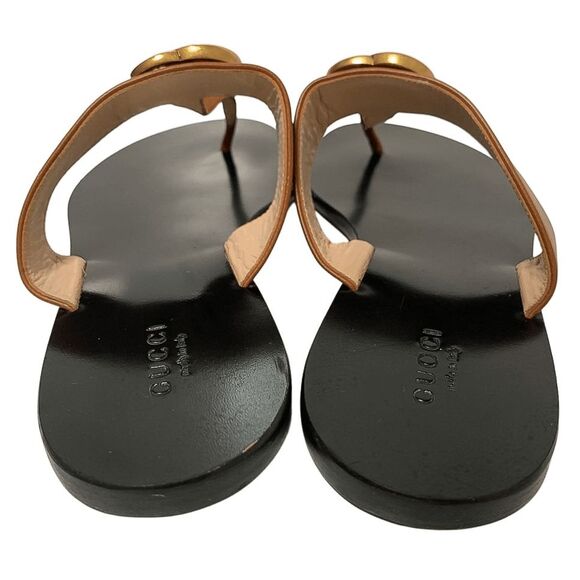 Gucci Marmont GG Thong Sandals EU 38 US 8 Brown Flat Flip Flop Slide Interlock - Picture 7 of 9
